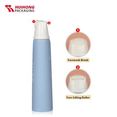 Escova de silicone para massagem no couro cabeludo azul degradável tubo de rolo de levantamento de rosto com tampa pp
